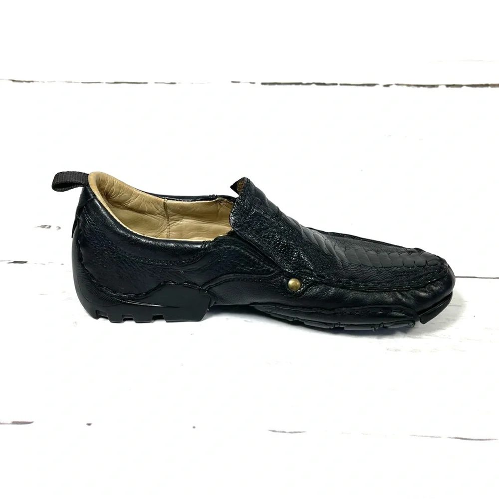 Belvedere‎ Loafers Mens Size 9 Black Genuine Ostrich Leather Driving Moc.